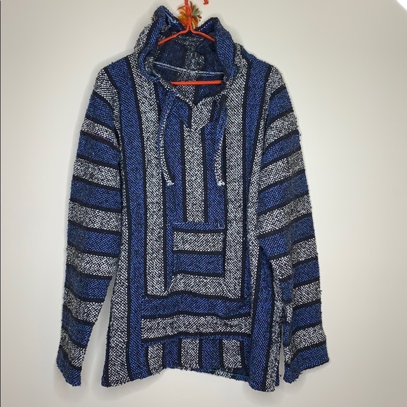 Other - Baja | Blue Mexican Authentic Drug Rug Hoodie Imported Drug Rug Kangaroo Pocket